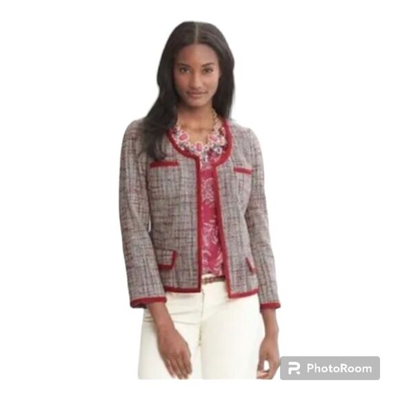 Banana Republic Piped Tweed Blazer Jacket Red - Picture 1 of 8